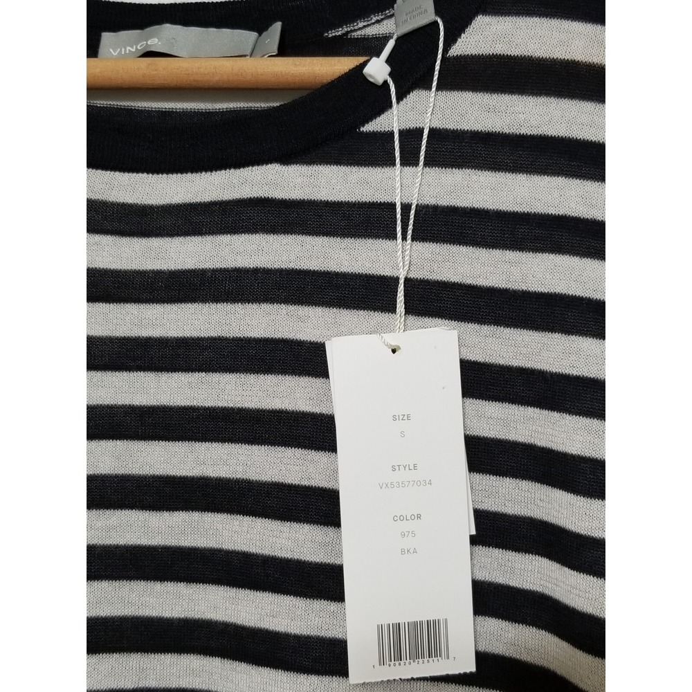 Vince Oversized Striped Crewneck Sweater Cotton Silk Cashmere NWT Size S $245 - Picture 15 of 16